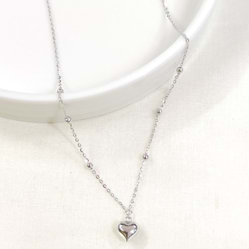 İTHAL BOMBELİ KALP GÜMÜŞ KOLYE