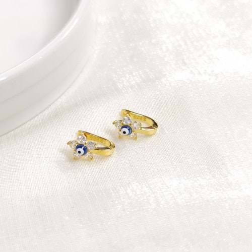 İTHAL LACİ MİNELİ ÇİÇEK GÜMÜŞ HALKA ÇOCUK KÜPE