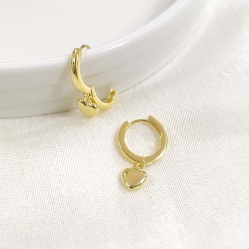 İTHAL KALP GÜMÜŞ 10 MM HALKA KÜPE - ALTIN SARI