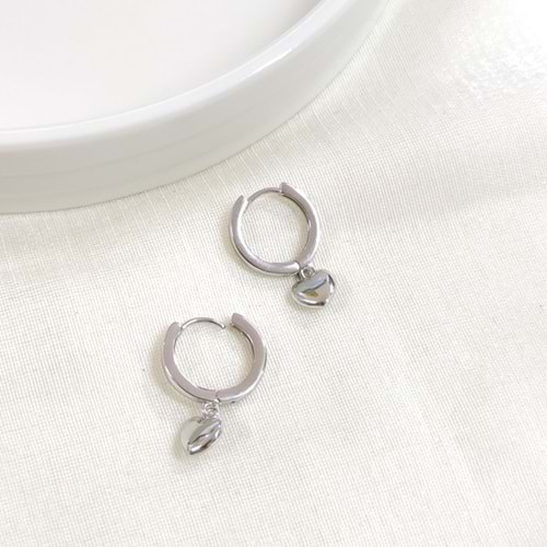 İTHAL KALP GÜMÜŞ 10 MM HALKA KÜPE - RODYUM BEYAZ