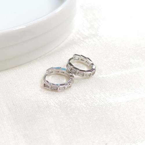 İTHAL 10 MM BAGET DETAY GÜMÜŞ HALKA KÜPE