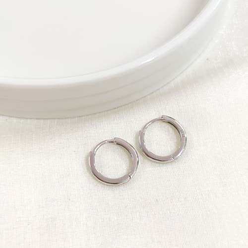 İTHAL 12 MM BOMBELİ GÜMÜŞ HALKA KÜPE - RODYUM BEYAZ