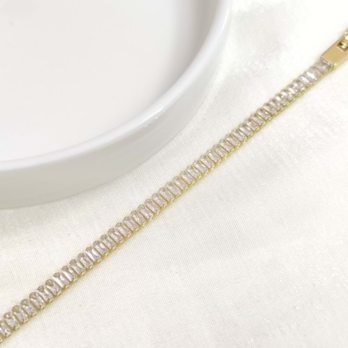 XUPING 5 MM BAGET TAŞLI SU YOLU BİLEKLİK GOLD 17+2 CM