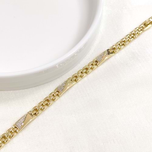 XUPING TAŞ DETAYLI PLAKA KORDON BİLEKLİK GOLD 17+2 CM