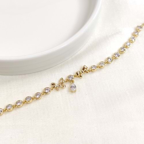 XUPING TAŞLI KELEBEK FİYONK BİLEKLİK GOLD 16+3 CM