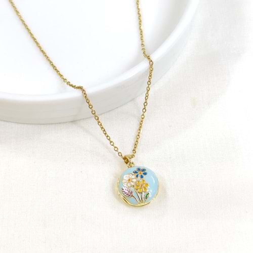 ÇELİK KAPAKLI KOLYE GOLD 40+5 CM