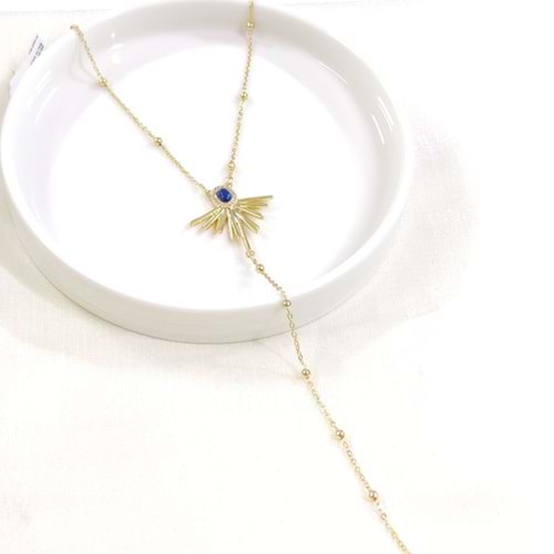 ÇELİK MAVİ GÜNEŞ Y KOLYE GOLD 40+5 CM