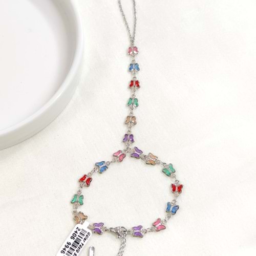 ÇELİK RENKLİ KELEBEK ŞAHMERAN GOLD - BEYAZ