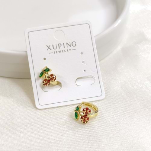 XUPING 10 MM TAŞLI KİRAZ HALKA KÜPE GOLD