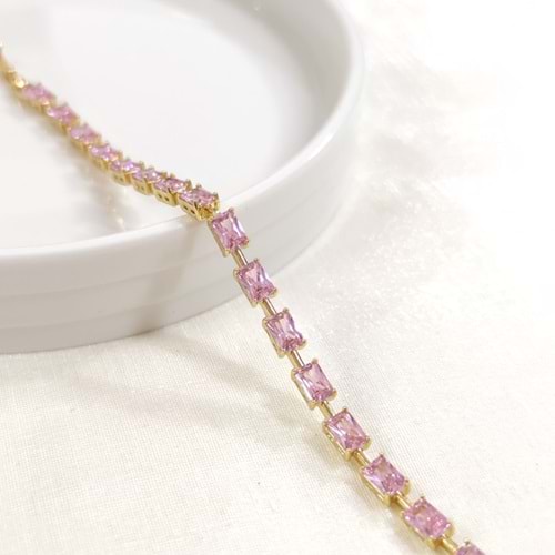 XUPING PEMBE TAŞLI BAGET BİLEKLİK GOLD 17+2 CM