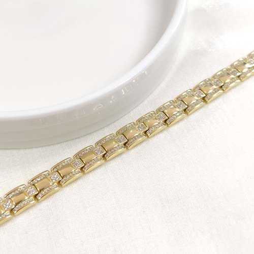 XUPING TAŞ DETAY KARE BİLEKLİK GOLD 17+2 CM