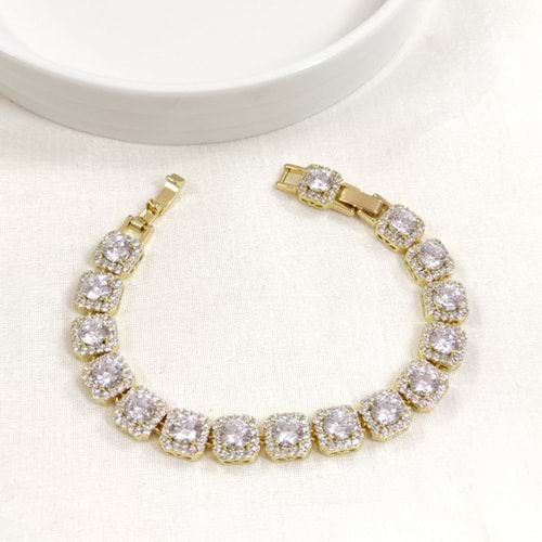 XUPING 9 MM KARE TAŞLI BİLEKLİK GOLD 17+2 CM