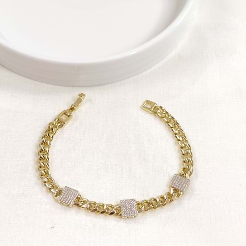XUPING TAŞ DETAY GURMET ZİNCİR BİLEKLİK GOLD 17 CM