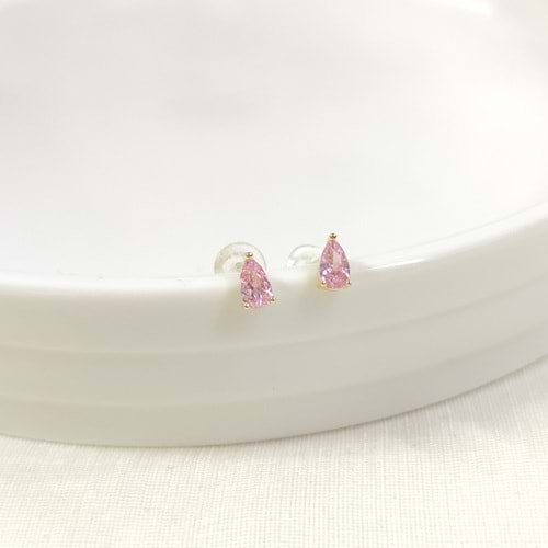 İTHAL 5 MM SOFT PEMBE DAMLA TAŞ GÜMÜŞ ÇİVİ KÜPE