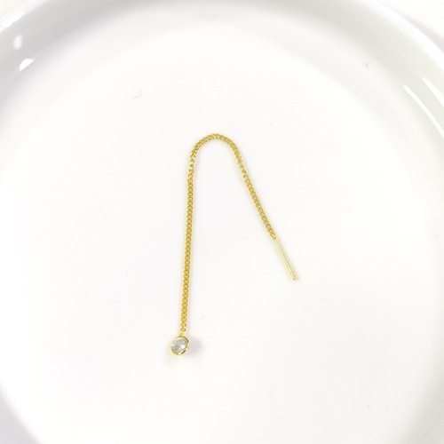 TEKLİ TEK TAŞLI JAPON GURMET ZİNCİR GÜMÜŞ KÜPE