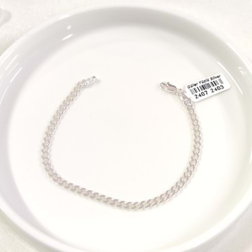 3,50 MM ERKEK ZİNCİR GURMET GÜMÜŞ BİLEKLİK 19 CM