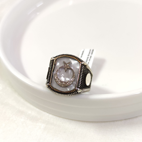 SEDEF DETAY AY YILDIZ GÜMÜŞ ERKEK YÜZÜK