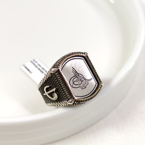 ELİF VAV DETAY TUĞRA GÜMÜŞ ERKEK YÜZÜK