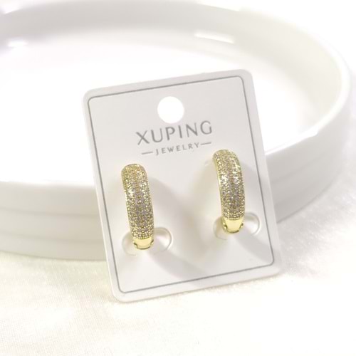 12 MM YARIM TUR TAŞLI HALKA XUPING KÜPE GOLD