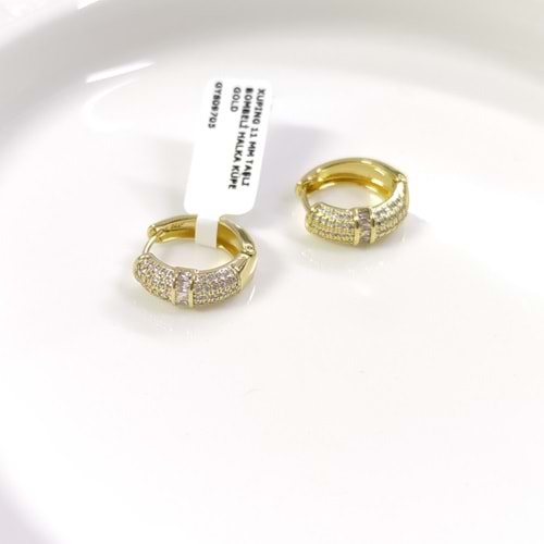 XUPING 11 MM TAŞLI BOMBELİ HALKA KÜPE GOLD