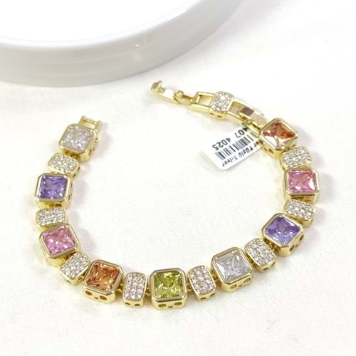 XUPING 9 MM BÜYÜK RENKLİ TAŞLI BİLEKLİK GOLD 17+2 CM