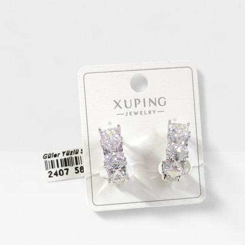 XUPING BÜYÜK TAŞLI GURMET 13 MM HALKA KÜPE BEYAZ