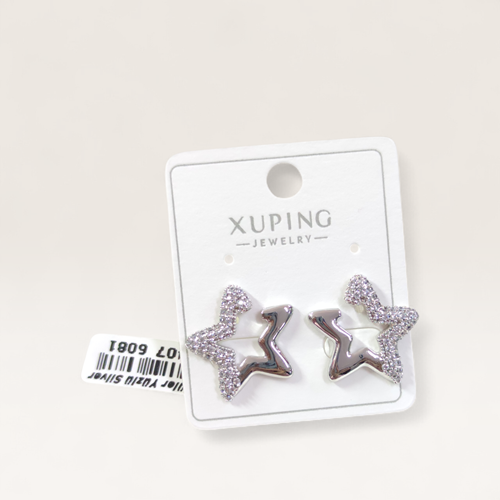 XUPING TAŞ DETAYLI YILDIZ ÇİVİ KÜPE BEYAZ