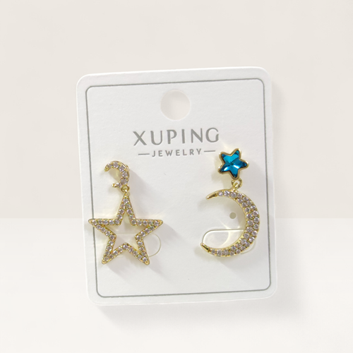 XUPING 15 MM AY YILDIZ KOMBİN ÇİVİ KÜPE GOLD