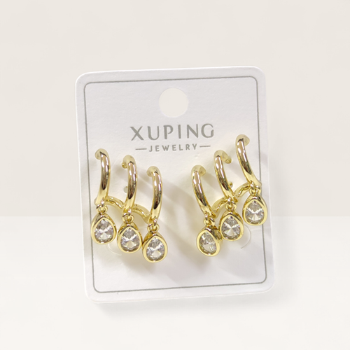 XUPING DAMLA ÜÇLÜ ÇİVİ KÜPE GOLD