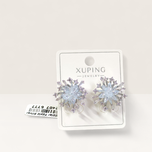 XUPING 2 CM BUZLU LOTUS ÇİÇEK ÇİVİ KÜPE BEYAZ