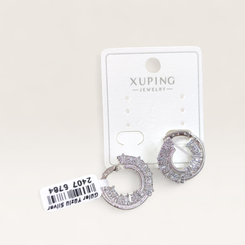 XUPING 2 CM BAGET DETAY ABİYE KÜPE BEYAZ