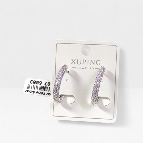 XUPING 16 MM TAŞLI OVAL HALKA KÜPE BEYAZ