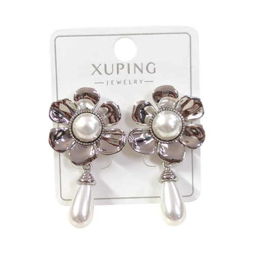 XUPING 2 CM İNCİ ÇİÇEK ÇİVİ KÜPE BEYAZ