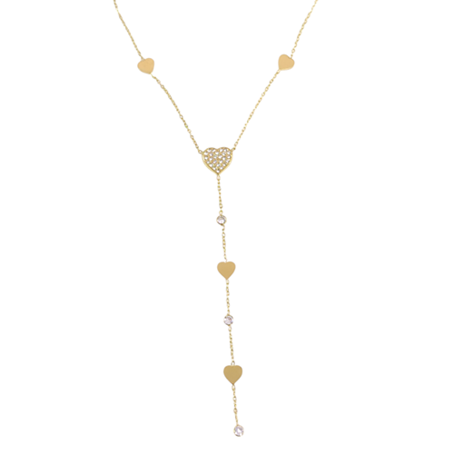 ÇELİK Y KALP KOLYE GOLD 40+5 CM