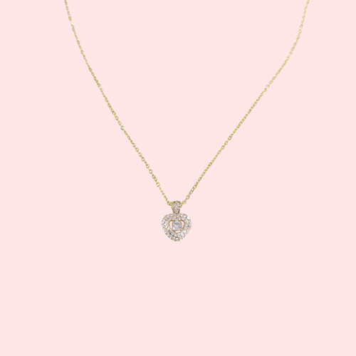 XUPING 10 MM TAŞLI KALP KOLYE 45+5 CM GOLD