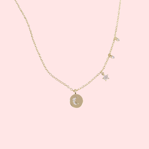 XUPING 10 MM MİNİ AY SALLANTILI KOLYE 40+5 CM GOLD