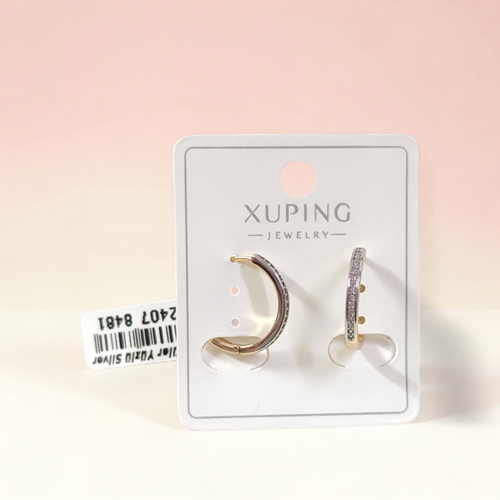 XUPING 13 TAŞLI MONTÜR HALKA KÜPE ROSE