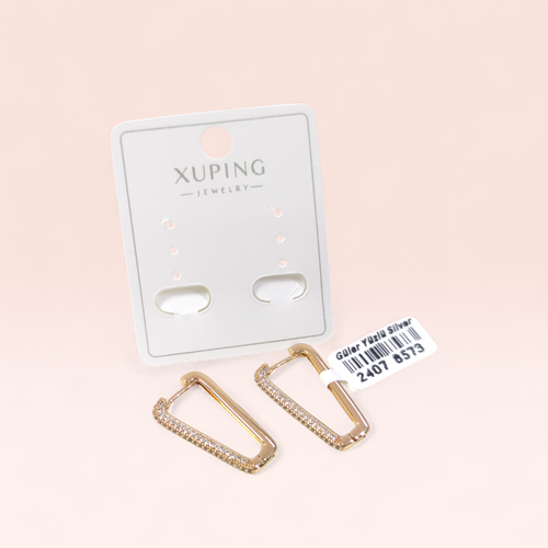 XUPING 20x8 MM TAŞLI OVAL HALKA KÜPE ROSE