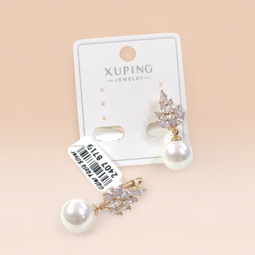 XUPING 10 MM TAŞLI İNCİ HALKA KÜPE ROSE