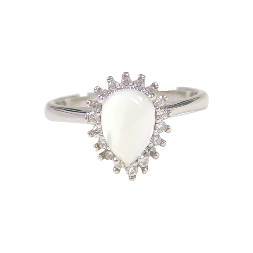 12 MM DAMLA SEDEF ZİRKON TAŞLI GÜMÜŞ YÜZÜK