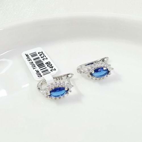 İTHAL SAFİR ZİRKON MEKİK GÜMÜŞ 8X11 MM HALKA J KÜPE