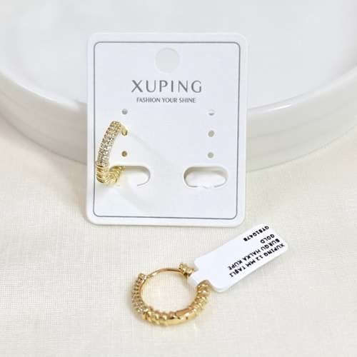 XUPING 12 MM TAŞLI BURGU HALKA KÜPE GOLD