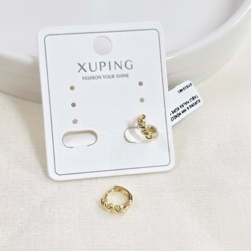 XUPING 6 MM MİNİCİK TAŞLI HALKA KÜPE GOLD