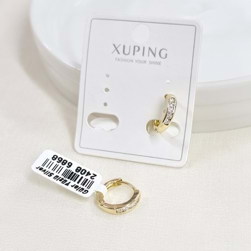 XUPING 10 MM TEK SIRA TAŞLI HALKA KÜPE GOLD