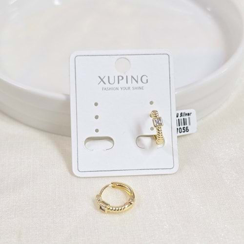 XUPING 10 MM BOMBELİ KARE HALKA KÜPE GOLD