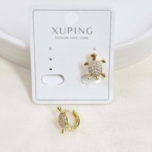 XUPING 8 MM TAŞLI KAPLUMBAĞA HALKA KÜPE GOLD