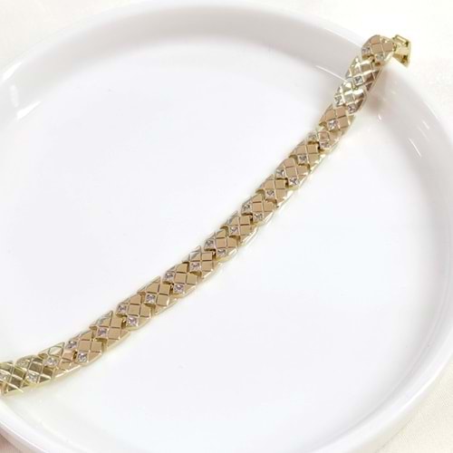 XUPING 8 MM BAKLAVA TAŞLI BİLEKLİK GOLD 17+2 CM
