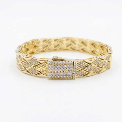 XUPING 12 MM KALIN BAKLAVA DESEN KUTU KİLİT BİLEKLİK 18 CM GOLD