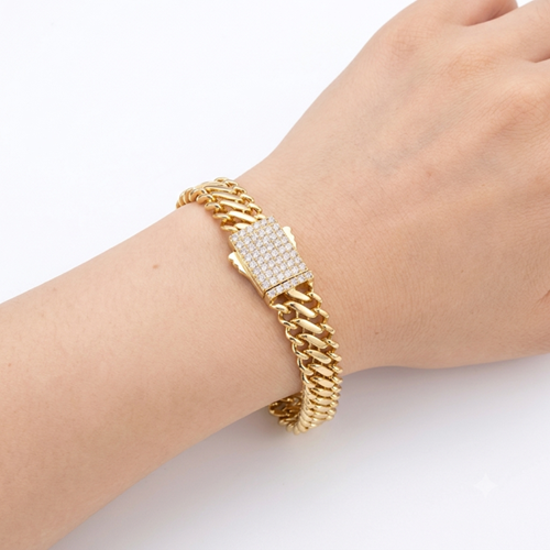 XUPING 12 MM KUTU KİLİT ZİNCİR BİLEKLİK 18 CM GOLD