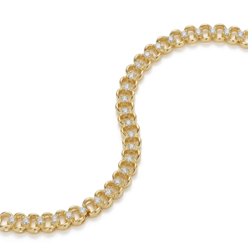 CMJEWELRY 6 MM TAŞLI BİLEKLİK 17+2 CM GOLD